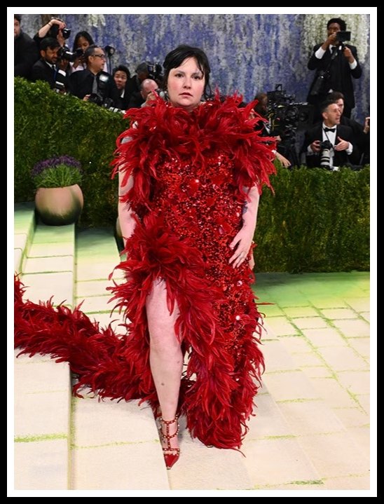 Lena Dunham Red Feathered Valentino